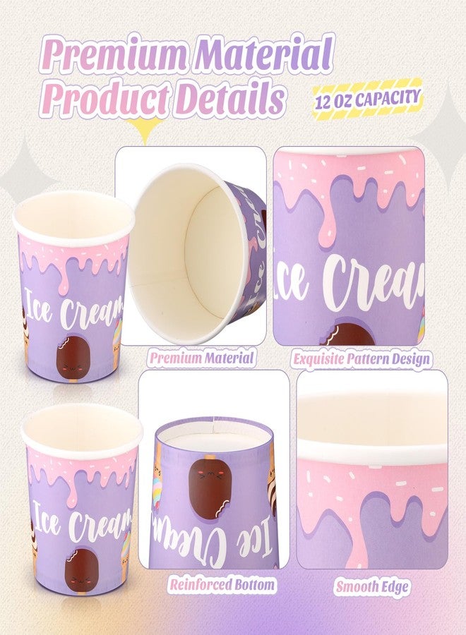 SiliFine 120 Pack 12oz Paper Ice Cream Cups Disposable Dessert Bowls Ice Cream Containers Sundae Bowls Dessert Yogurt Party Supplies Treat Bowl for Summer Holiday Bar - Image 4